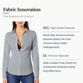 thumbnail image 3 of Women Long‑Sleeve Non‑Sheer Button‑Down Work Blouse, Breathable Business‑Casual Office Daily Tops, 3 of 16