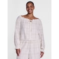thumbnail image 2 of Joyspun Women's Flannel Peasant Sleep Top with Long Sleeves, Sizes XS-2X, 2 of 7