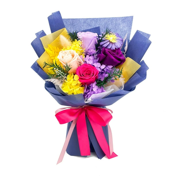 Ramo de flores preservadas QOEAZY YbbyJun con caja de regalo