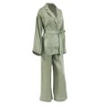 thumbnail image 3 of Txlixc Traje de pijama para mujeres, portátil de manga larga de color sólido + pantalones sueltos + cinturón Txlixc moda, 3 of 9