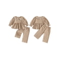 thumbnail image 2 of Loicainy Baby Toddler Girl Fall Outfits 6 12 18 24 Months 2T 3T 4T Long Sleeve Doll Collar Plaid Tops and Pants Clothes Set, 2 of 9