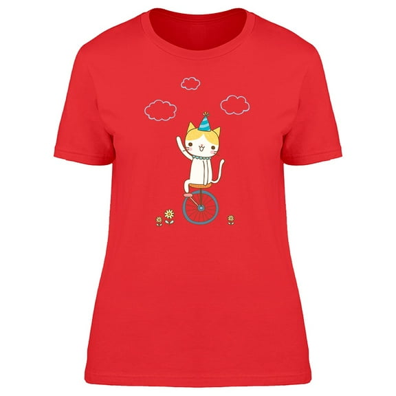 Cute Kitten On An Unicycle Tee Women's -Image by Shutterstock