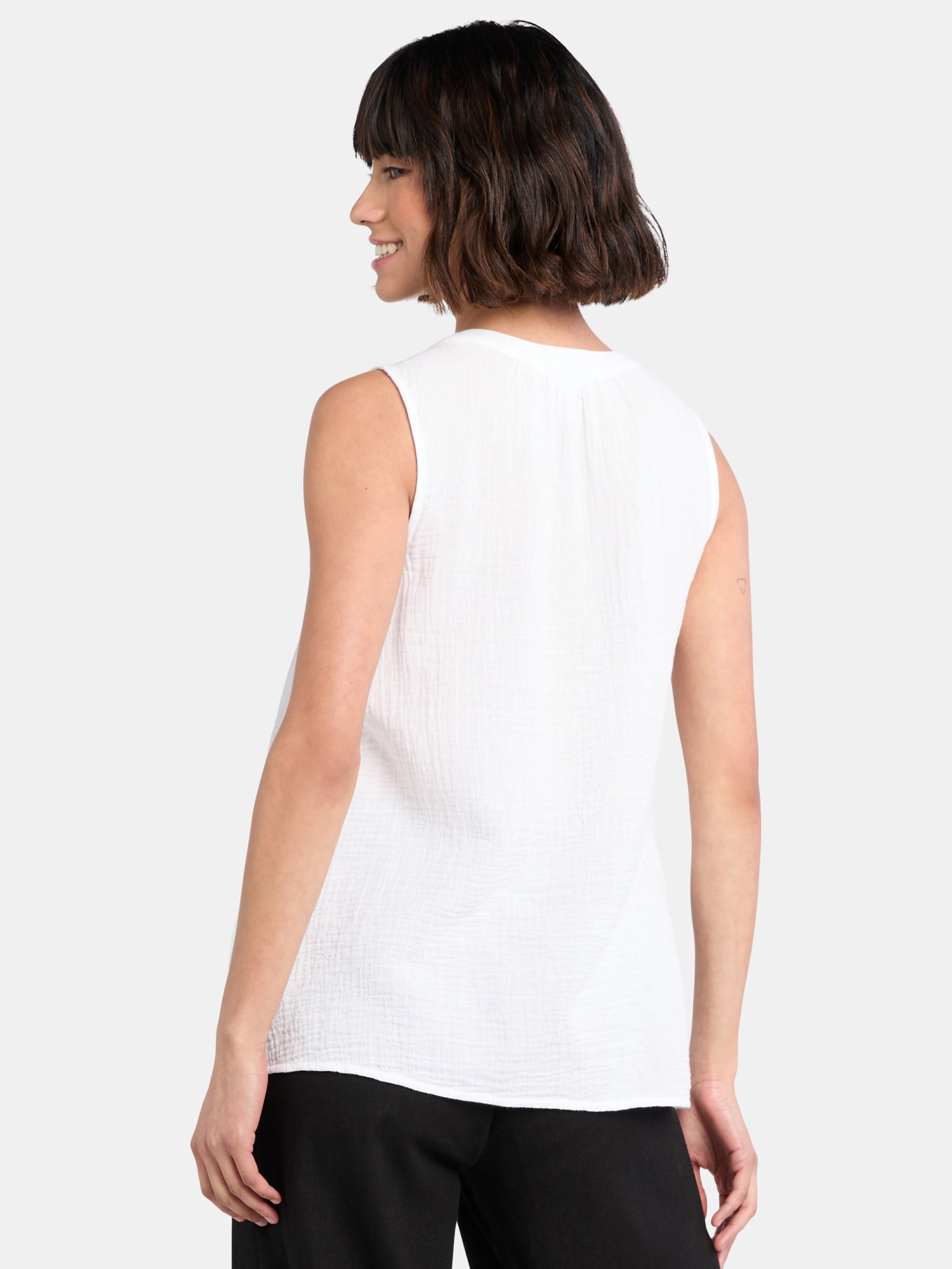 Time and Tru Women's Double Cloth Woven Tank, Sizes XS-XXXL