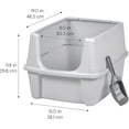 thumbnail image 2 of IRIS Large Cat Litter Box with Scatter Shield and Scoops, Open Top High Sided Cat Litter Pan, Silver, 2 of 7