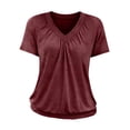thumbnail image 6 of MEICHEN Womens Tops Short Sleeve V Neck T Shirts Casual Beach Vacation Clothes Loose Ruched Blouse Womens Summer Essentials Tops, 6 of 6