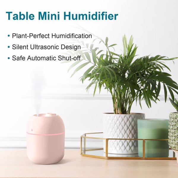2pcs Portable Mini Humidifier, 220ml,Small Cool Mist Humidifier, Personal Desktop Humidifier For Bedroom Travel Office Home