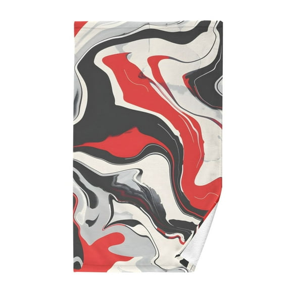 Red Gray Liquid Marble Cotton Face Towels Absorbent Hand Towel Soft Bathroom Towel for Kitchen Hotel Decoration