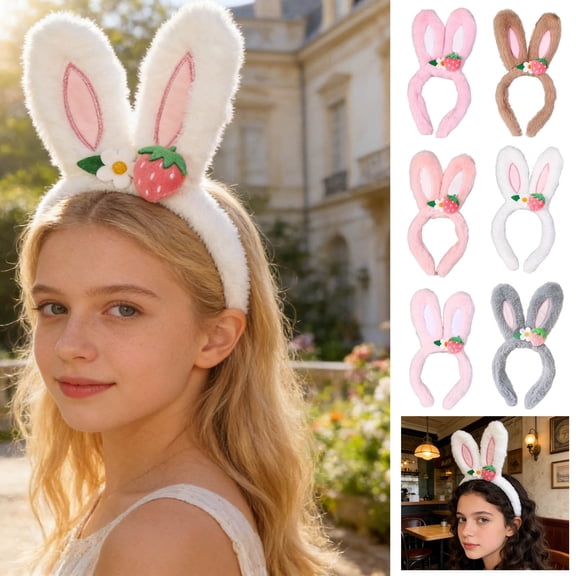 Msgweeeg Head Bands Easter Decorations for Home Plushs Rabbits Ear Hair Headband for Cute Girls with Fluffys Rabbits Ears