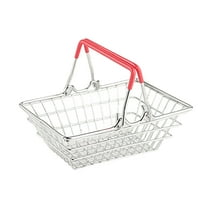 WUTYU Mini Shopping Basket with Handles Cart Small Metal Retail Shopping Baskets for Kitchen Outdoor Pantry Organizer Container for Eggs Fruits Veggies Snacks Food Drinks Vegetables Meal