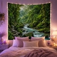 thumbnail image 2 of Tropical Rainforest Waterfall in Misty Mountains, Serene Boho for Nature Lovers, Forest Stream Scenery Wall Decor, Housewarming Gift, Tapestry Wall Hanging for Living Room and Bedroom, 2 of 7