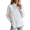 thumbnail image 1 of Blusa de mujer con estampado de rayas y cuello en V: camisa holgada de manga larga, versátil para ocasiones informales o de trabajo, 1 of 7