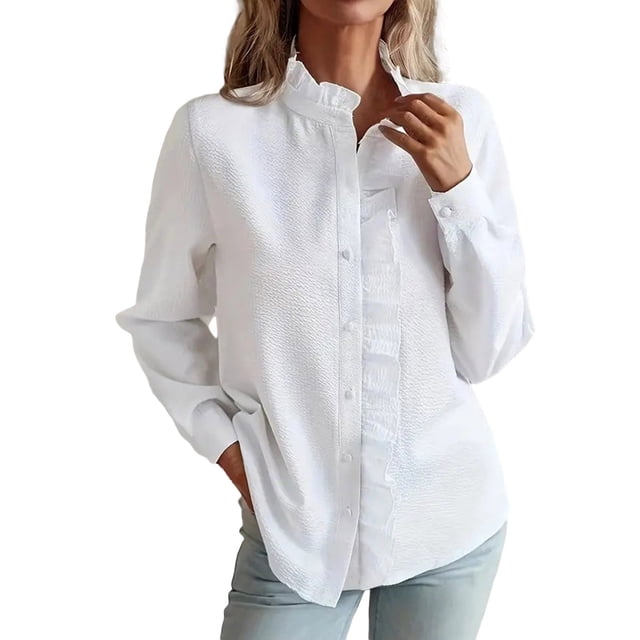 Blusa de mujer con estampado de rayas y cuello en V: camisa holgada de manga larga, versátil para ocasiones informales o de trabajo