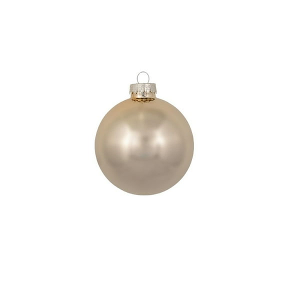 Whitehurst Small Pearl Finish Glass Christmas Ball Ornaments - 2" (50mm) - Champagne - 28ct