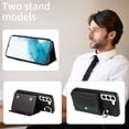thumbnail image 6 of Case for Samsung Galaxy S21 FE Wallet Case, Flip Leather Case with 4 Card Holder, Ring Holder Kickstand Shockproof Protective Folio Phone Cover Crossbody Strap for Women Ladies,Black, 6 of 19