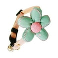 thumbnail image 4 of Collar ajustable de poliéster para mascotas, con hebilla decorativa de flores grandes, con cascabel creativo y sencillo para gatos, gatitos y perros (azul y verde, talla M), 4 of 6
