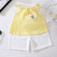 thumbnail image 6 of kpoplk Toddler Girl Clothes Summer Baby Girl Cute Sleeveless Tank Tops with Bow and Ruffled Shorts 2Pcs Outfits Set Size 3-4 Years,Yellow, 6 of 7