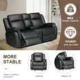 thumbnail image 7 of Hybition 3-Piece Living Room Set, PU Leather Reclining Sofa Set, Hidden Console with Cup Holders, Storage Box-Color:Black, 7 of 7