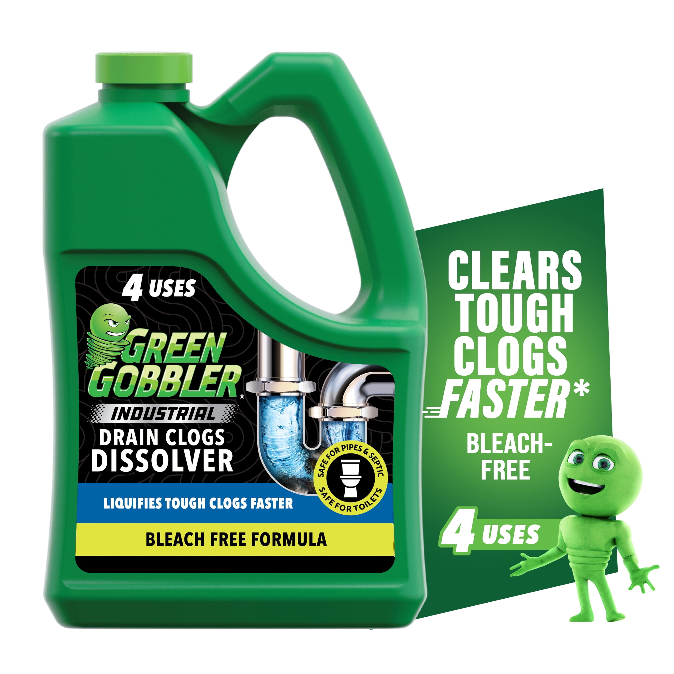 (4 pack) Green Gobbler Industrial Strength Drain Clog Remover & Cleaner Liquid Gel, 64  Fl Oz