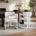 thumbnail image 3 of Upholstered Fabric Dining Chairs Set of 2 with White Metal Frame, Beige Seat, 3 of 10