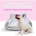 thumbnail image 5 of Grey And White Striped Couch Style Dog Bed By Glow Pups Mini Sofa Lounge For Pets, 5 of 6