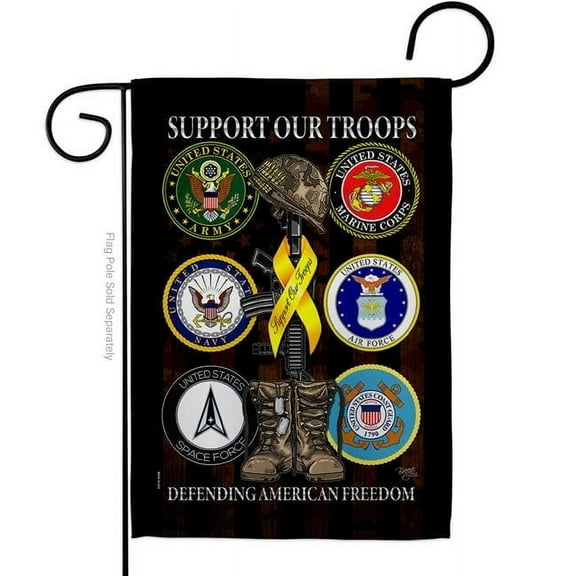 Breeze Decor G158667-BO United we Support Armed Forces Military Service Double-Sided Decorative Garden Flag, Multi Color