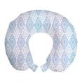 thumbnail image 1 of Oriental Travel Pillow Neck Rest, Digital Drawn Floral Motifs in Rhombs Pattern, Memory Foam Traveling Accessory Airplane and Car, 12", Blue Lavender, by Ambesonne, 1 of 2