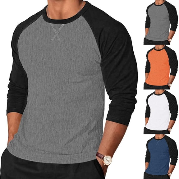 FRSASU Men's 3/4 Sleeve Shirts Crew Neck Baseball T Shirts Moisture Wicking Athletic Color Block Tops White