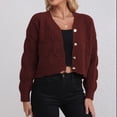 thumbnail image 2 of Timegard Cardigan for Women Button up Cropped Sweaters Long Sleeve Knit Jackets Fall Casual Comfy Tops, 2 of 6