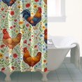 thumbnail image 4 of Rooster and Floral Green Pattern Modern Waterproof Shower Curtain Set with 12 Hooks, Washable Decorative Bathroom Shower Curtain, 4 of 6