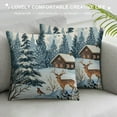 thumbnail image 3 of Creowell Hello Winter Wonderland Reindeer Fox Decorative Throw Pillow Covers , Forest Owl Animal Snow Outdoor Porch Patio Home Decor, Blue Watercolor Tree Mountain Sofa Cushion Case, 3 of 5