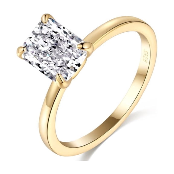 2ct  cut moissanite Diamond Engagement White Diamond Accent  Ring in 10K Yellow Gold over Sterling Silver