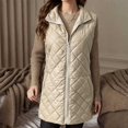 thumbnail image 4 of FRSASU Women Long cotton Vest Solid Color Sleeveless Winter Wear Fall Fashion Outfits Jackets & Vests Trendy Khaki, 4 of 9