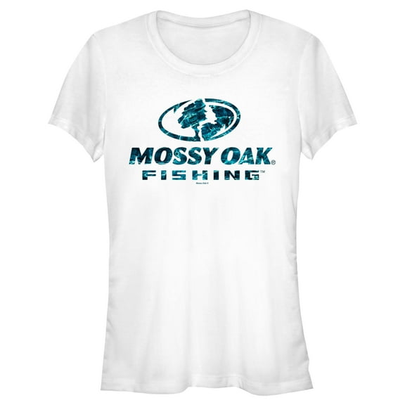 Junior's Mossy Oak Blue Water Fishing Logo Graphic Tee White 2X Large