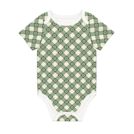 

Coaee Daisy Plaid Green for Soft Cotton Baby Short-Sleeve Bodysuit Baby Girls Boys Bodysuit Romper
