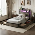 thumbnail image 2 of Zimtown Twin Bed Frame with 2-Tier Storage Headboard, Metal Platform Bed Frame with 4 Storage Drawers, Built in Charging Station & LED, Gray, 2 of 10