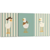 Funny Silly Goose Wall Hieng Geese Family Hand-Painted Beige Goslings Poster Cute Duck Animal Painting Wall Decor Farmhouse Cottage Core Canvas Print For Girl Bedroom Nurserych