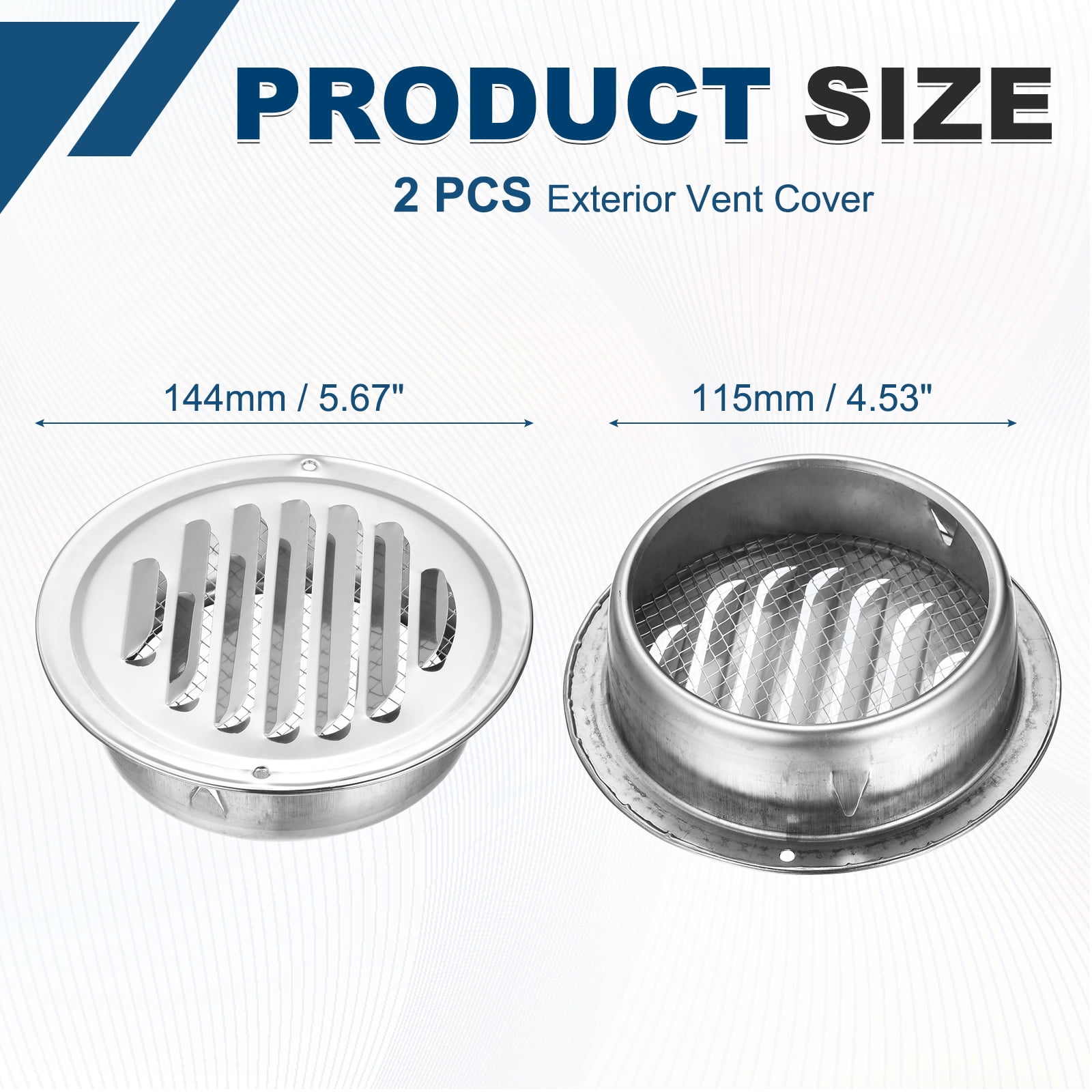 Uxcell 2pcs Stainless Steel Soffit Vent 5" Round Louver Grille Cover Air Vent Hood Soffit Exhaust with Screen Mesh for Wall Ceiling Mount Bathroom Garage Attic Ventilation