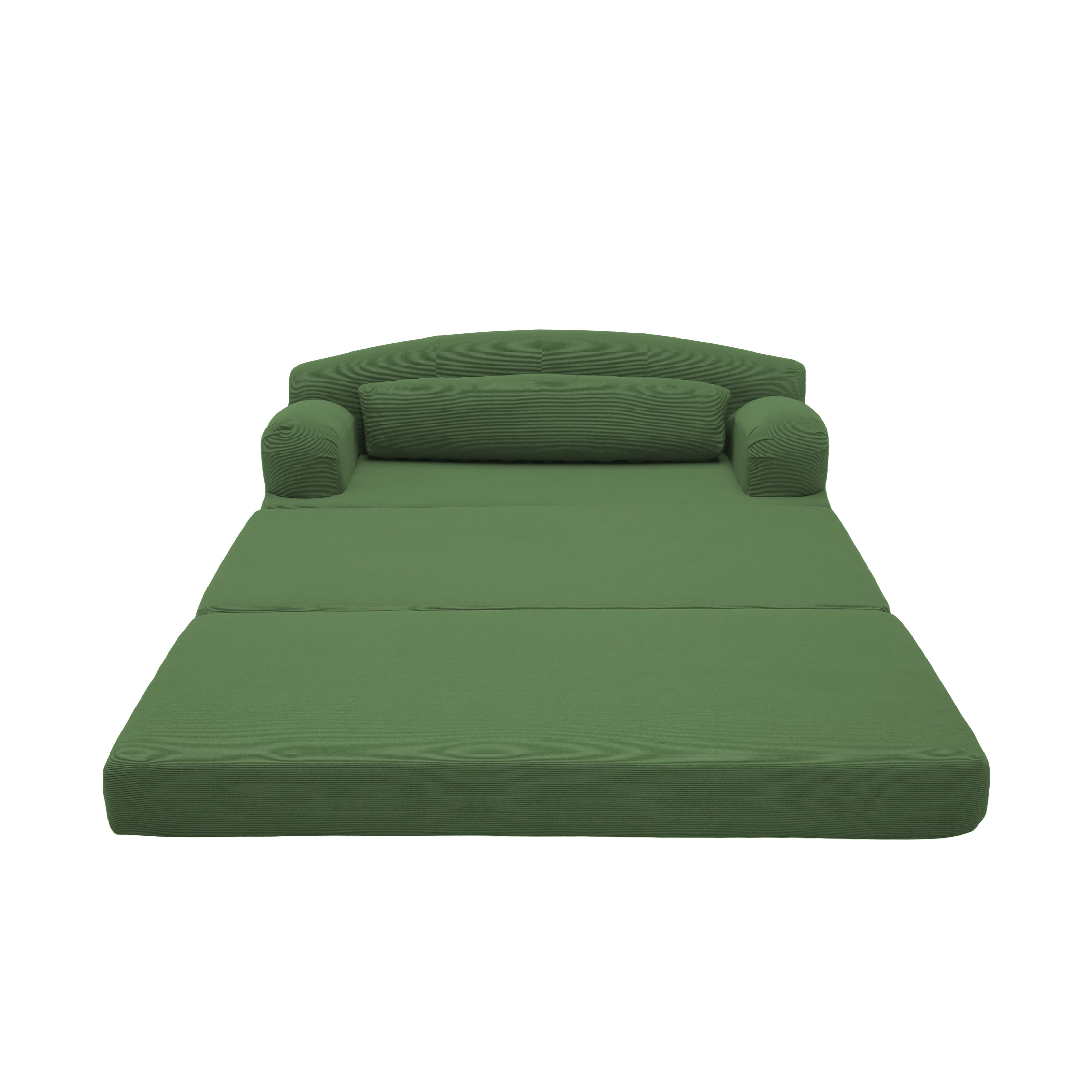 Leumius Futon Sofa Bed, Convertible Sofa Bed,Folding Boneless Couches,Low-Profile Boneless Couch for Living Room,15.8" H Low Seat Small 57" Foldable Floor Sleeper Mattress Lounge Space‑Saving,Green