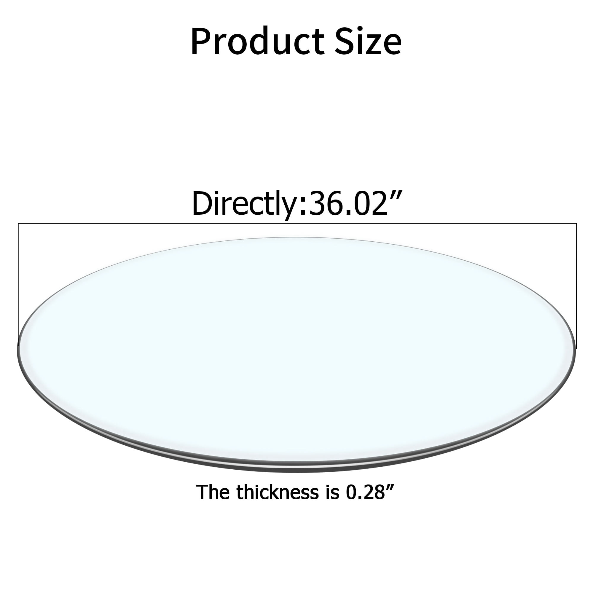 MAYEERTY 36.02in Round Tempered Glass Table Top, 0.24 Inch Thick Replacement Glass Tabletop, Custom Match for Wooden Metal Table Bases Dining Coffee Side Table