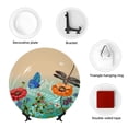 thumbnail image 4 of Picia Colorful Plants And Insects Pattern Bone China Decorative Plate – Wall Decor with Stand and Adhesive, Elegant Ornament for Living Room, Office, or Entryway-6in, 4 of 6