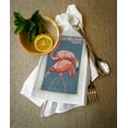 thumbnail image 2 of Decorative Tea Towel, Apron Amelia Island, Florida, Flamingo, Letterpress, Unisex, Adjustable, Organic Cotton, 2 of 3