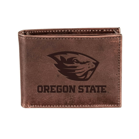 Brown Oregon State Beavers Bi-Fold Leather Wallet