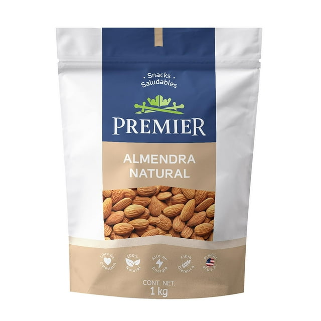 Almendras Enteras 1kg | PREMIER | Frutos Secos 100% Natural GRUPO PREMIER ALmendras enteras tostadas