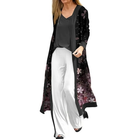 Strungten Women's Fashion Casual Long Sleeve Retro Print Long Jacket Cardigan Coat blouses for women dressy casual sexy