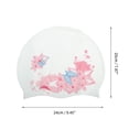 thumbnail image 4 of Ofertas Únicas 1 Pc Gorro de Baño Impermeable de Silicona con Estampado de Flores Rosa Blanco, 4 of 5