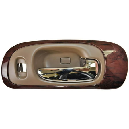 Bezel Housing Cover - PT Auto Warehouse CH-2335ME-FR - Inner Interior Inside Door Handle, Beige Housing with Chrome Lever - with Woodgrain Bezel, Passenger Side Front