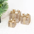 thumbnail image 2 of Christmas Glowing Gifts Box Decoration High-quality 15/20/25cm Three Piece Set Champagne Gold Thread Luminous Iron Art, 2 of 13