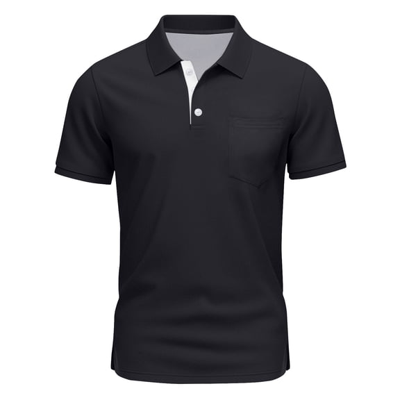 Mens Polo Shirts Short Sleeve Solid Color Golf Shirts for Men Casual Summer Classic Collar Shirts with Pocket, XL