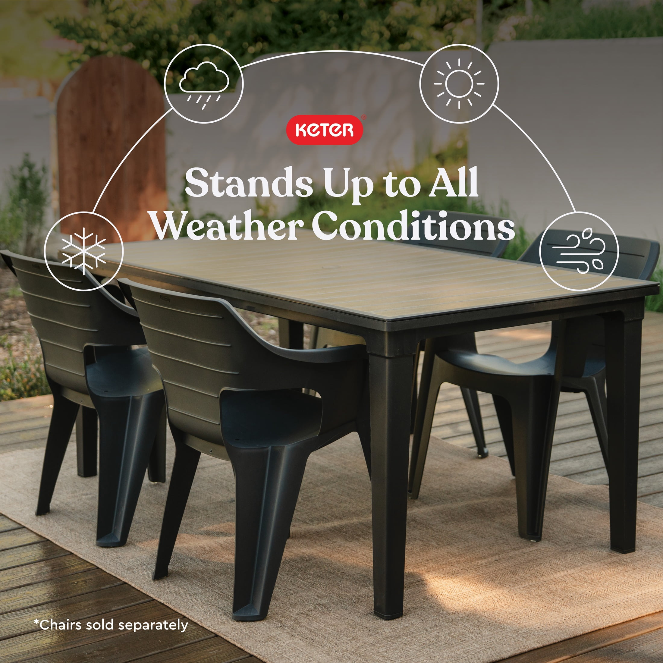 Keter Futura Table - Perfect for Outdoor Dining, Graphite