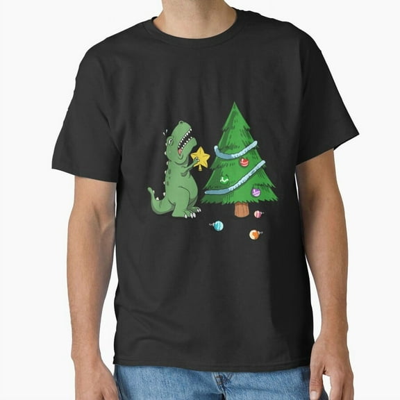 Funny Dinosaur Christmas Tree Struggle Star T Rex Holiday Problems Unisex T-Shirt, for men & women, up to size 5XL